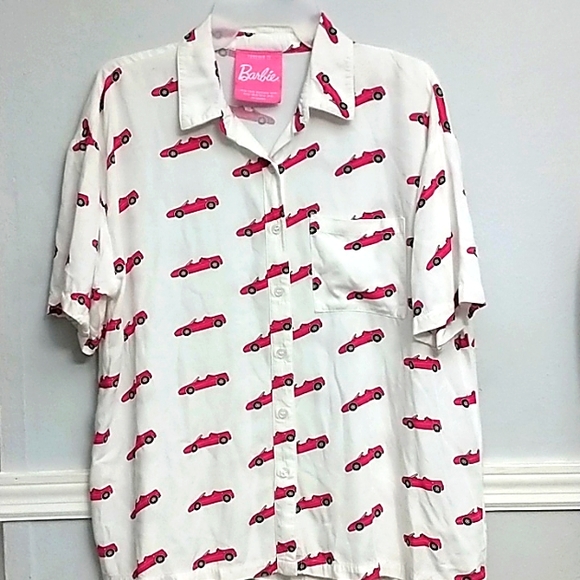 Forever 21 Barbie Pink Convertible White Oversized Shirt - Picture 7 of 9